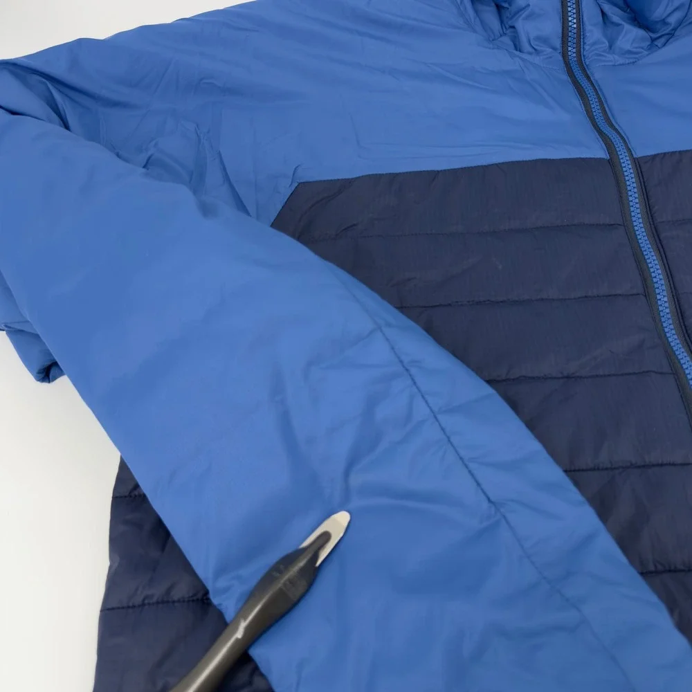 North Face Summit Series Large Mens Puffer Jacket Blue Insulated Full Zip FLAW